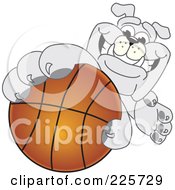 Poster, Art Print Of Gray Bulldog Mascot Reaching Up And Grabbing A Basketball