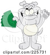 Poster, Art Print Of Gray Bulldog Mascot Standing And Holding Cash