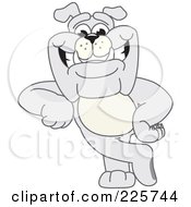 Gray Bulldog Mascot Leaning by Mascot Junction