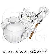 Poster, Art Print Of Gray Bulldog Mascot Grabbing A Lacrosse Ball