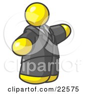 Big Yellow Business Man In A Suit And Tie