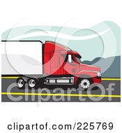 Poster, Art Print Of Red And White Big Rig Truck