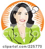 Poster, Art Print Of Businesswoman In Thought Over An Orange Burst