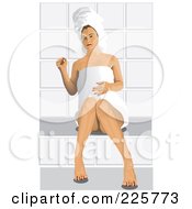 Royalty Free RF Clipart Illustration Of A Woman Wearing A Towel And Sitting In A Sauna