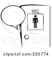 Black And White Water Closet Door With A Word Balloon