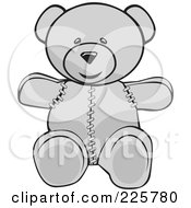 Royalty Free RF Clipart Illustration Of A Cute Gray Stitched Up Teddy Bear by David Rey