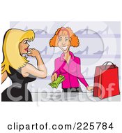 Royalty Free RF Clipart Illustration Of A Woman Paying For New Shoes