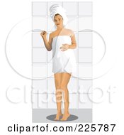 Poster, Art Print Of Woman Wearing A Towel Around Her Body And On Her Head