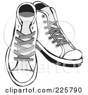 Royalty Free RF Clipart Illustration Of A Grayscale Pair Of Shoes by David Rey