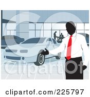 Poster, Art Print Of Car Salesman Presenting A Car In A Show Room