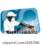Royalty Free RF Clipart Illustration Of A Worker Sanding by David Rey