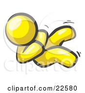 Clipart Illustration Of A Happy Yellow Man Rolling On The Floor And Giggling With Laughter by Leo Blanchette