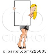 Royalty Free RF Clipart Illustration Of A Professional Woman Presenting A Blank Sign 1 by David Rey