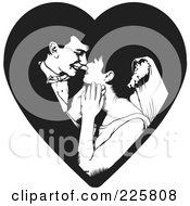 Royalty Free RF Clipart Illustration Of A Black And White Wedding Couple 5 by David Rey
