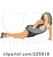Royalty Free RF Clipart Illustration Of A Sexy Pinup Woman Reclined In A Black Dress