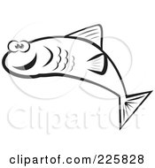 Royalty Free RF Clipart Illustration Of A Black And White Happy Fish