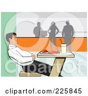 Poster, Art Print Of Man Holding His Tummy After Eating Lunch In A Cafeteria