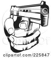 Poster, Art Print Of Black And White Hand Holding A Gun