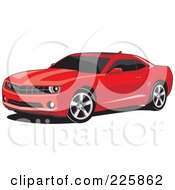 Red Camaro Car With Black Tinted Windows