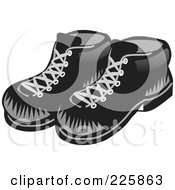 Royalty Free RF Clipart Illustration Of A Black And White Pair Of Shoes