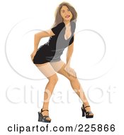 Poster, Art Print Of Sexy Pinup Woman Bending Over In A Black Dress