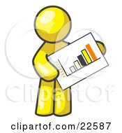Yellow Man Holding A Bar Graph Displaying An Increase In Profit by Leo Blanchette