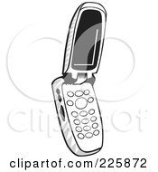Royalty Free RF Clipart Illustration Of A Black And White Flip Cell Phone by David Rey