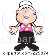 Royalty Free RF Clipart Illustration Of A Friendly Granny Holding Her Arms Out by David Rey