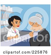 Royalty Free RF Clipart Illustration Of A Female Pharmacist Attending A Senior Woman