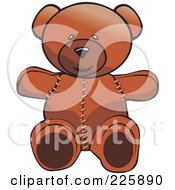 Royalty Free RF Clipart Illustration Of A Cute Brown Stitched Up Teddy Bear by David Rey