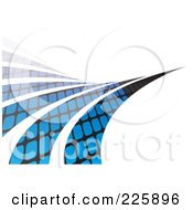 Royalty Free RF Clipart Illustration Of Black And Blue Patterned Swooshes Leading Into The Distance by Arena Creative #COLLC225896-0094