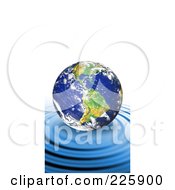 Poster, Art Print Of 3d Earth Floating On Top Of Rippling Blue Water