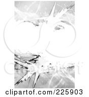 Poster, Art Print Of Grungy Grayscale Background With Hazard Stripes And Splatters And White Copyspace