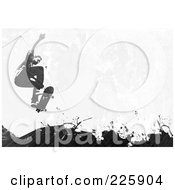 Poster, Art Print Of Grungy Skateboarder Over Black Splatters