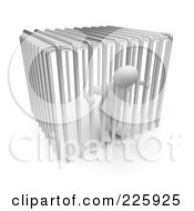 Royalty Free RF Clipart Illustration Of A 3d Blanco Man In Jail