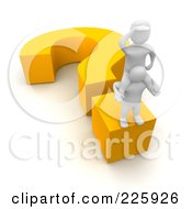 Royalty Free RF Clipart Illustration Of A 3d Blanco Men Looking Out And Standing On A Question Mark