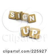 Royalty Free RF Clipart Illustration Of 3d Tan Blocks Spelling SIGN UP