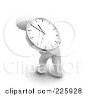3d Blanco Man Carrying A Clock On His Back