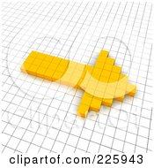 Royalty Free RF Clipart Illustration Of A 3d Right Arrow Icon Made Of Yellow Pixels On A Grid by Jiri Moucka