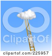 3d Blanco Man Climbing Up A Ladder Towards A Cloud by Jiri Moucka