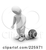 3d Blanco Man Standing With A Ball And Chain