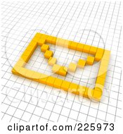Royalty Free RF Clipart Illustration Of A 3d Envelope Icon Made Of Yellow Pixels On A Grid by Jiri Moucka