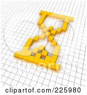 Royalty Free RF Clipart Illustration Of A 3d Hourglass Icon Made Of Yellow Pixels On A Grid by Jiri Moucka