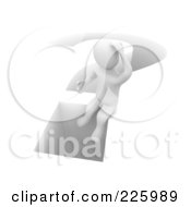 Royalty Free RF Clipart Illustration Of A 3d Blanco Man Sitting On The Ledge Of A Deep Question Mark by Jiri Moucka