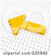 Royalty Free RF Clipart Illustration Of A 3d Left Arrow Icon Made Of Yellow Pixels On A Grid by Jiri Moucka
