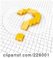Royalty Free RF Clipart Illustration Of A 3d Question Mark Icon Made Of Yellow Pixels On A Grid by Jiri Moucka