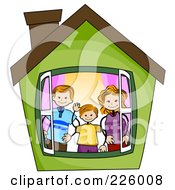 Poster, Art Print Of Stick Boy With His Parents In A Green House