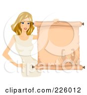 Poster, Art Print Of Blond Gemini Girl Holding A Scroll Sign