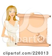 Poster, Art Print Of Blond Virgo Girl Holding A Scroll Sign