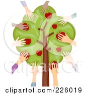 Poster, Art Print Of Diverse Hands Picking Apples From A Tree